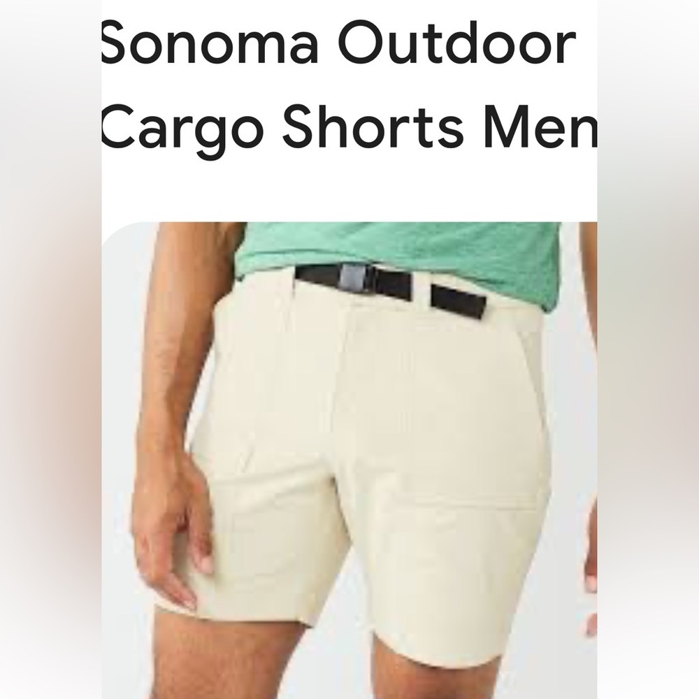 SONOMA Men's Cream Shorts with Belt 32